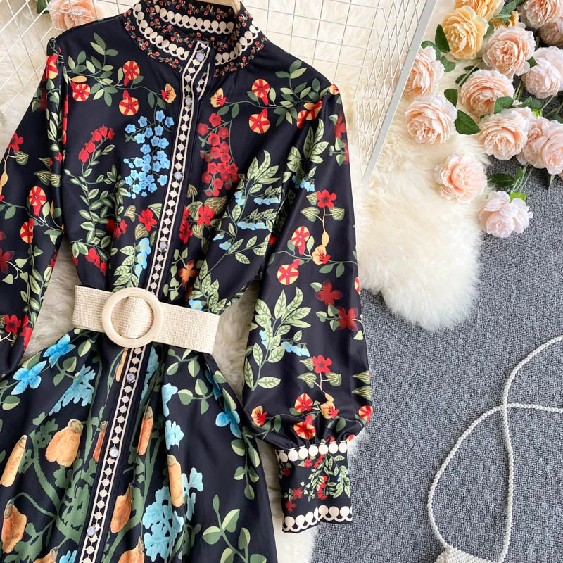 Ameya Floral Print Vintage Dress