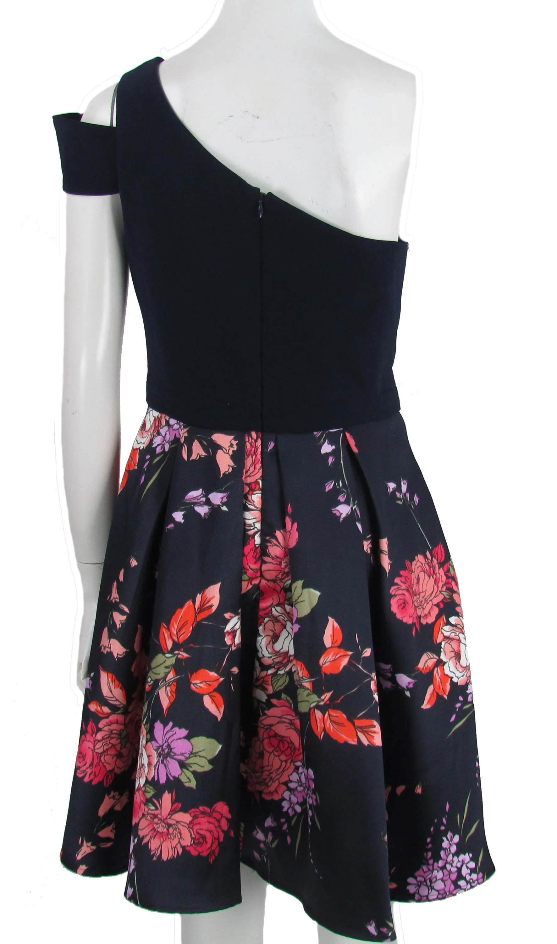 Betsy & Adam Women's Cold Shoulder Printed Fit & Flare Dress Navy Blue Size 6