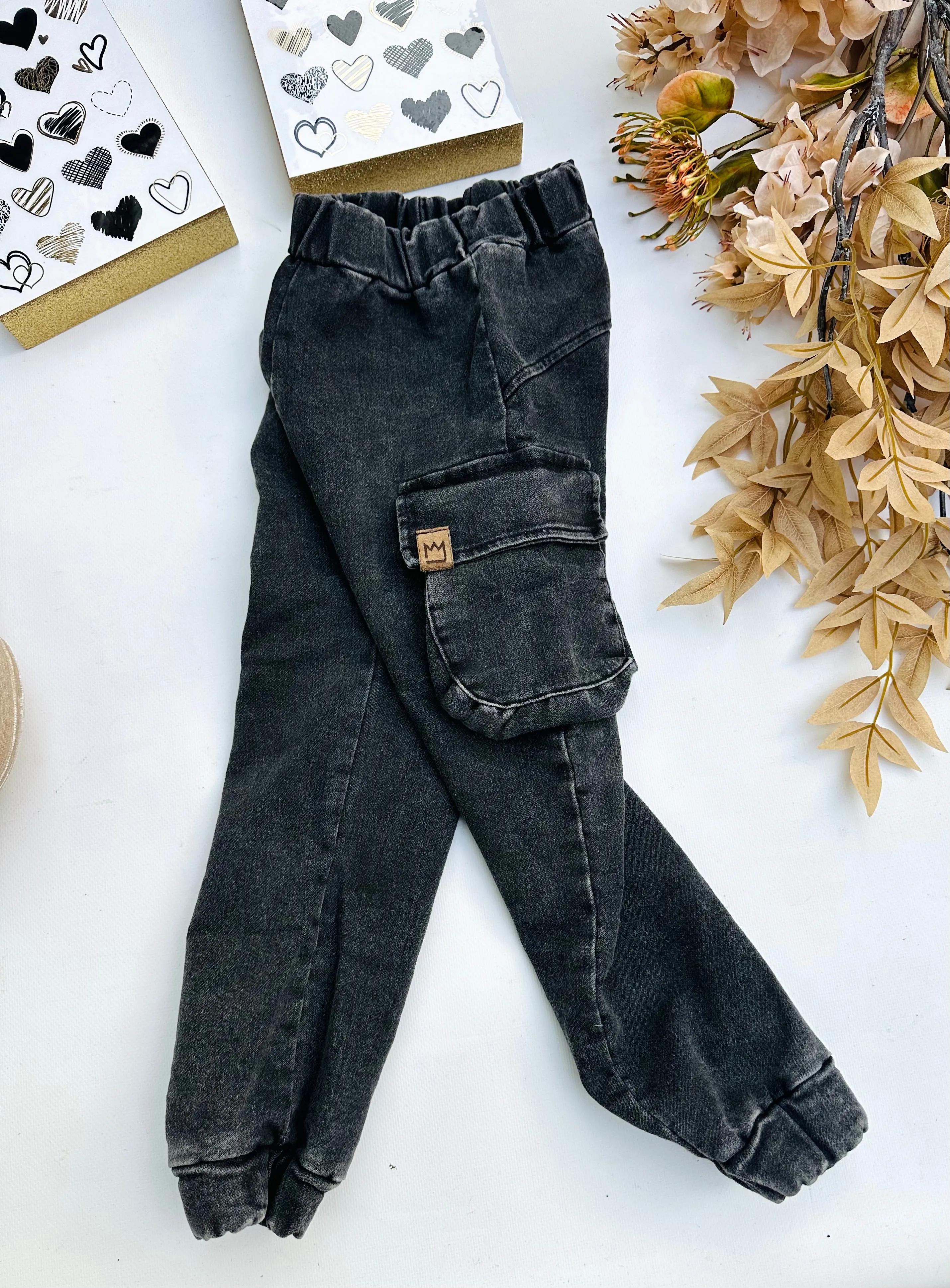 Black soft cargo pants