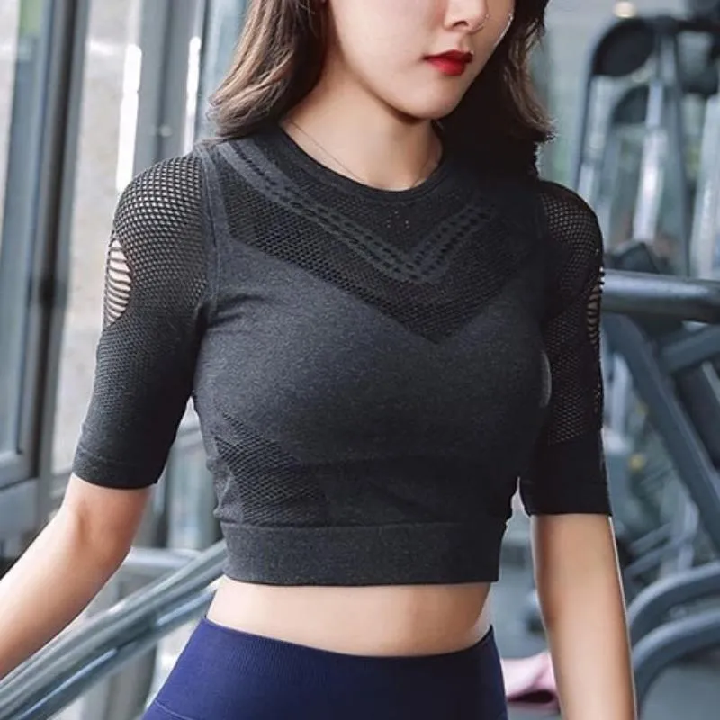 Breathable Crop Top Yoga Fitness Shirt