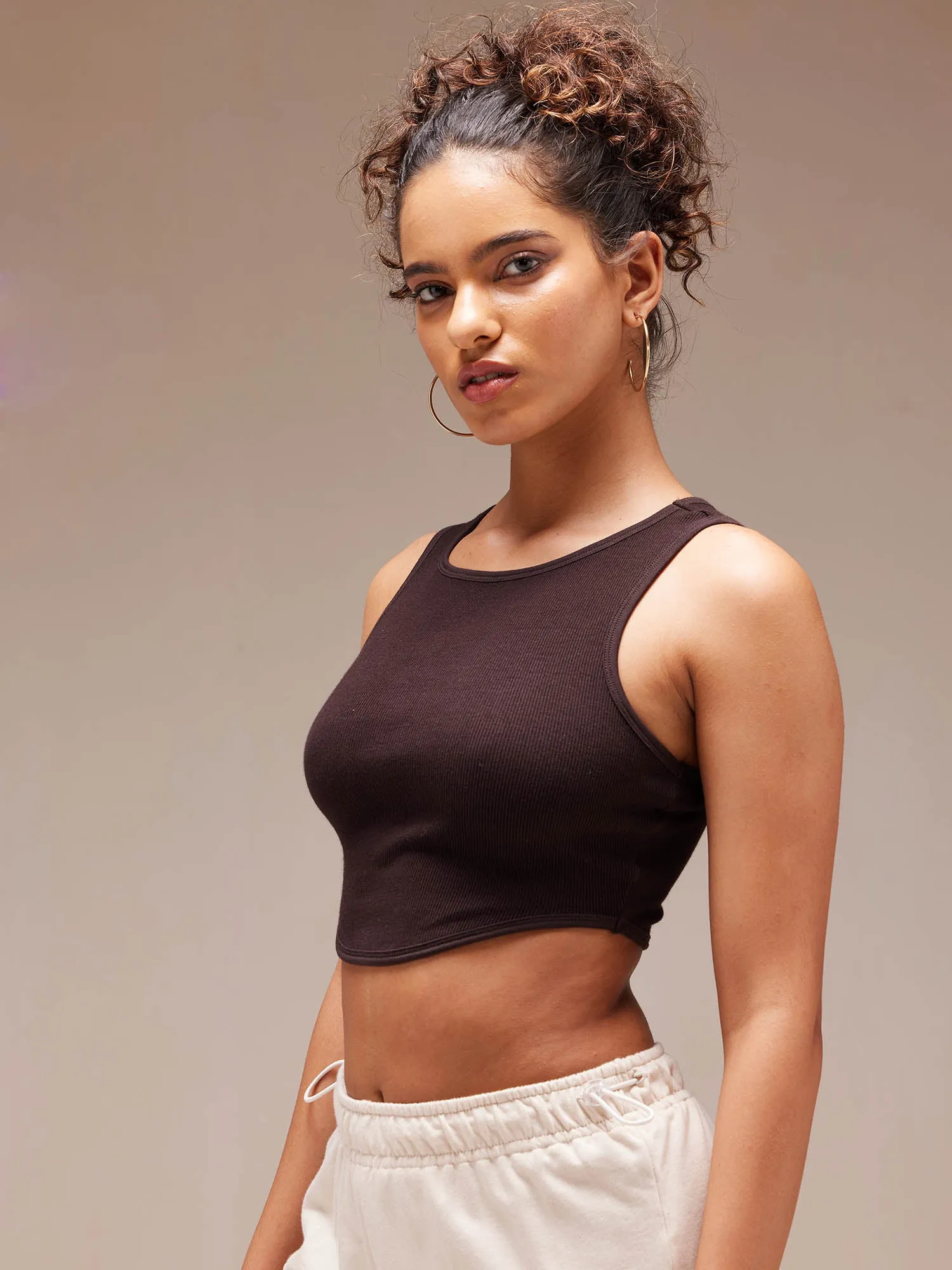 Brown All Day Rib Top