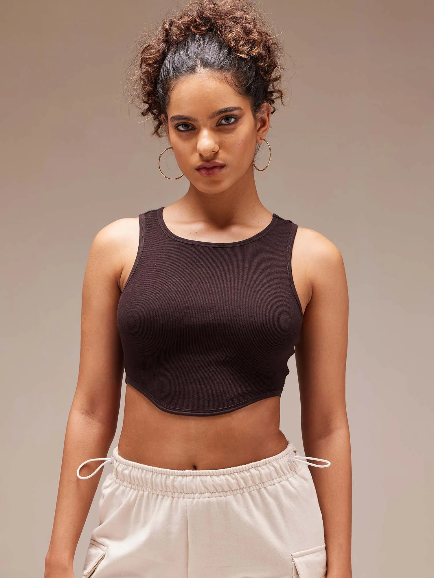 Brown All Day Rib Top