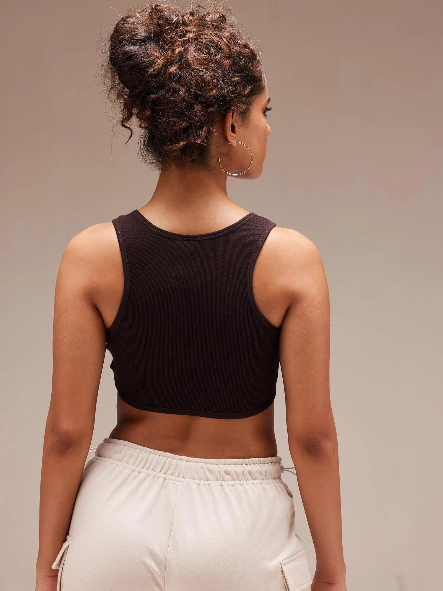 Brown All Day Rib Top