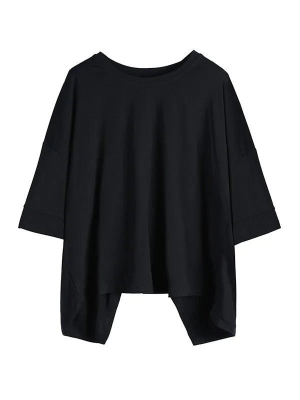Chicmy-Original Solid Batwing Sleeve T-Shirts Tops