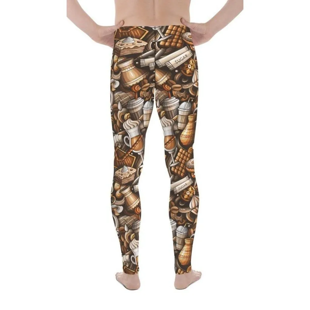 Coffee Shop Print Men's Leggings