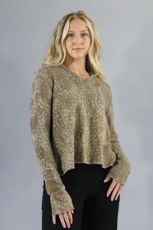 Crop  V Neck Sweater - Khaki - Stone