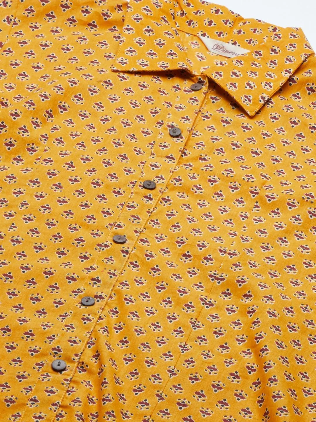 Divena Yellow Block Printed Casual Women Shirts