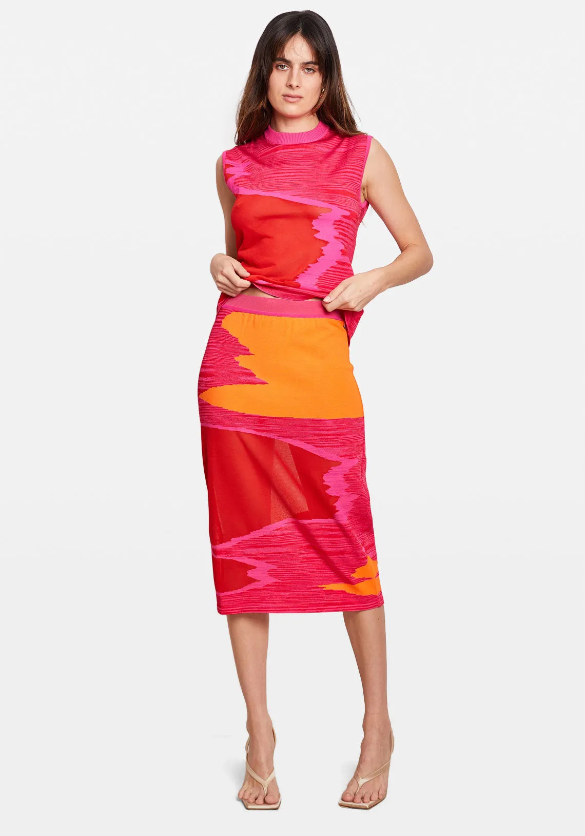 DS23SH21 SKIRT PINK RED SPACE DYE