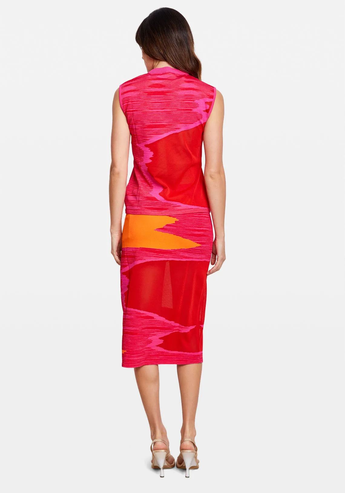 DS23SH21 SKIRT PINK RED SPACE DYE