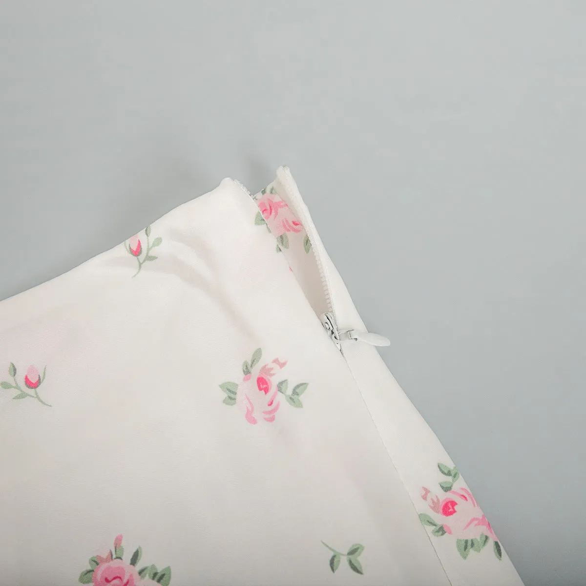 Elegant Floral Satin Printed High Waist Printed Skirt