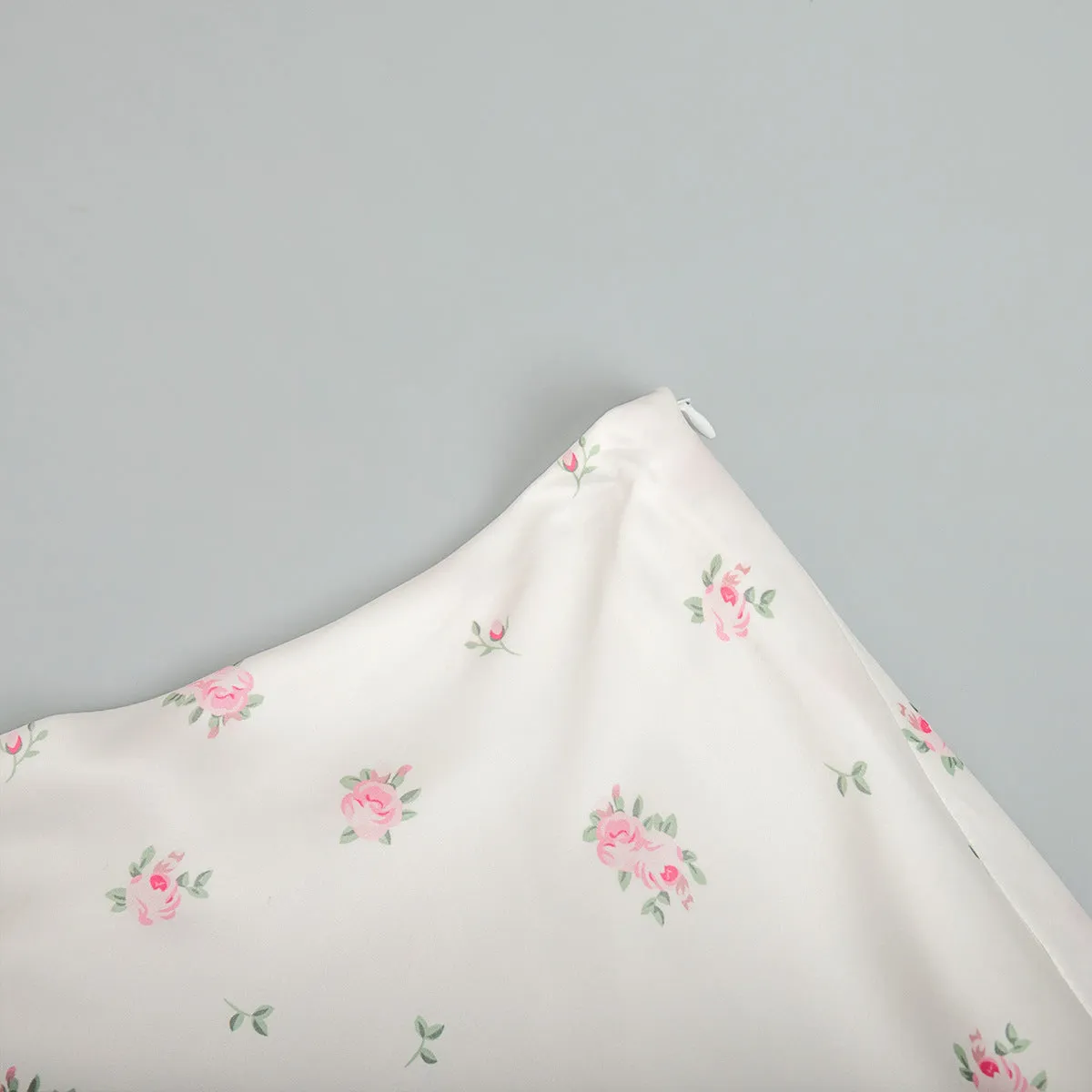 Elegant Floral Satin Printed High Waist Printed Skirt