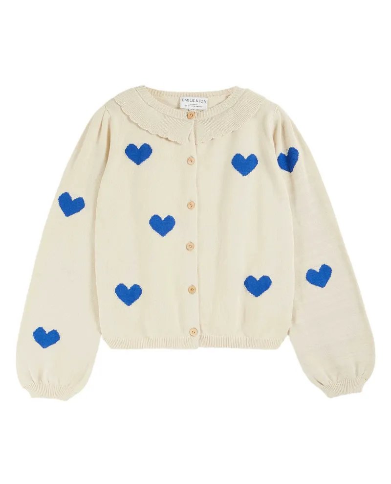 Emile & Ida Boum Cream Heart Cardigan
