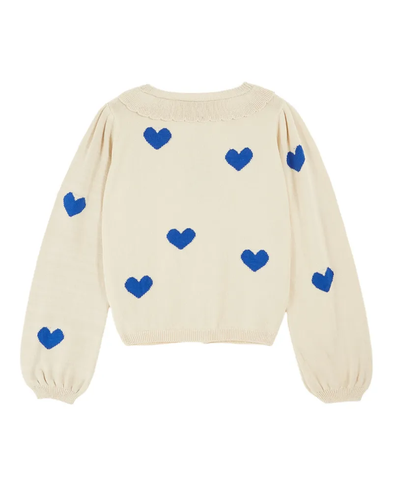 Emile & Ida Boum Cream Heart Cardigan