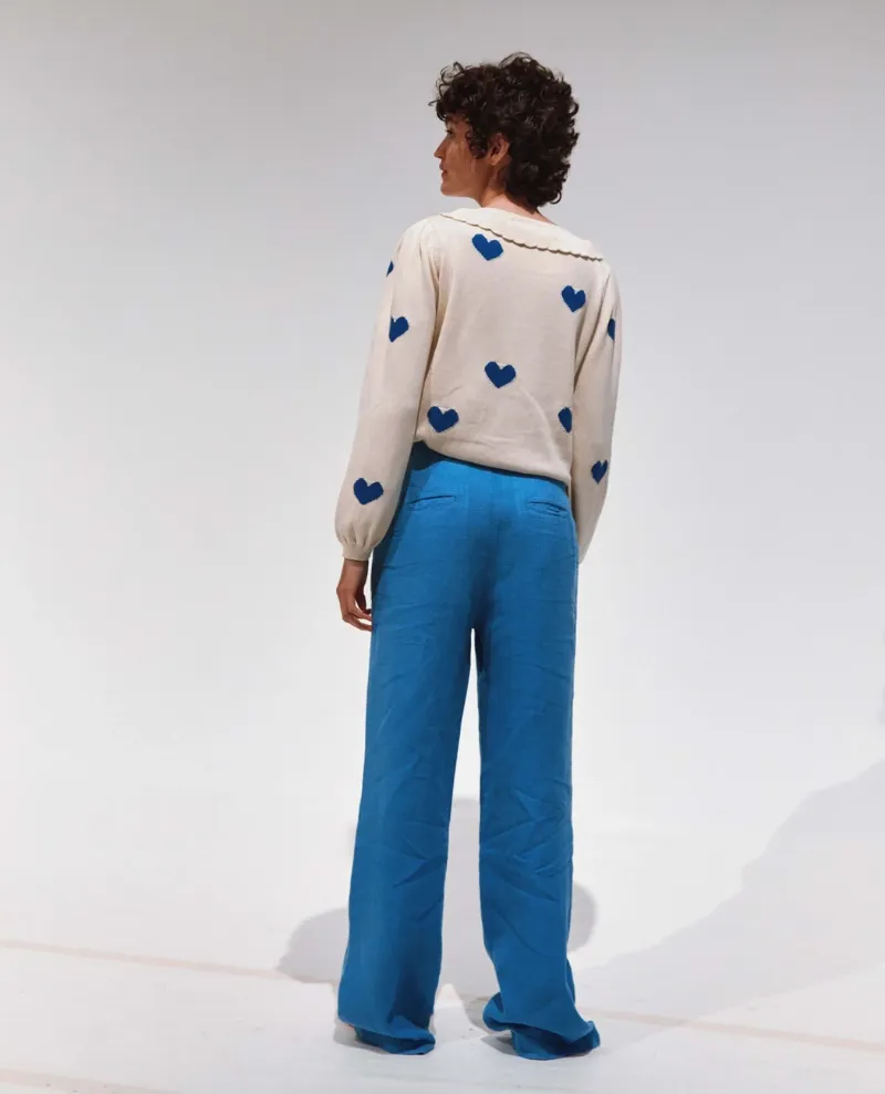 Emile & Ida Boum Cream Heart Cardigan