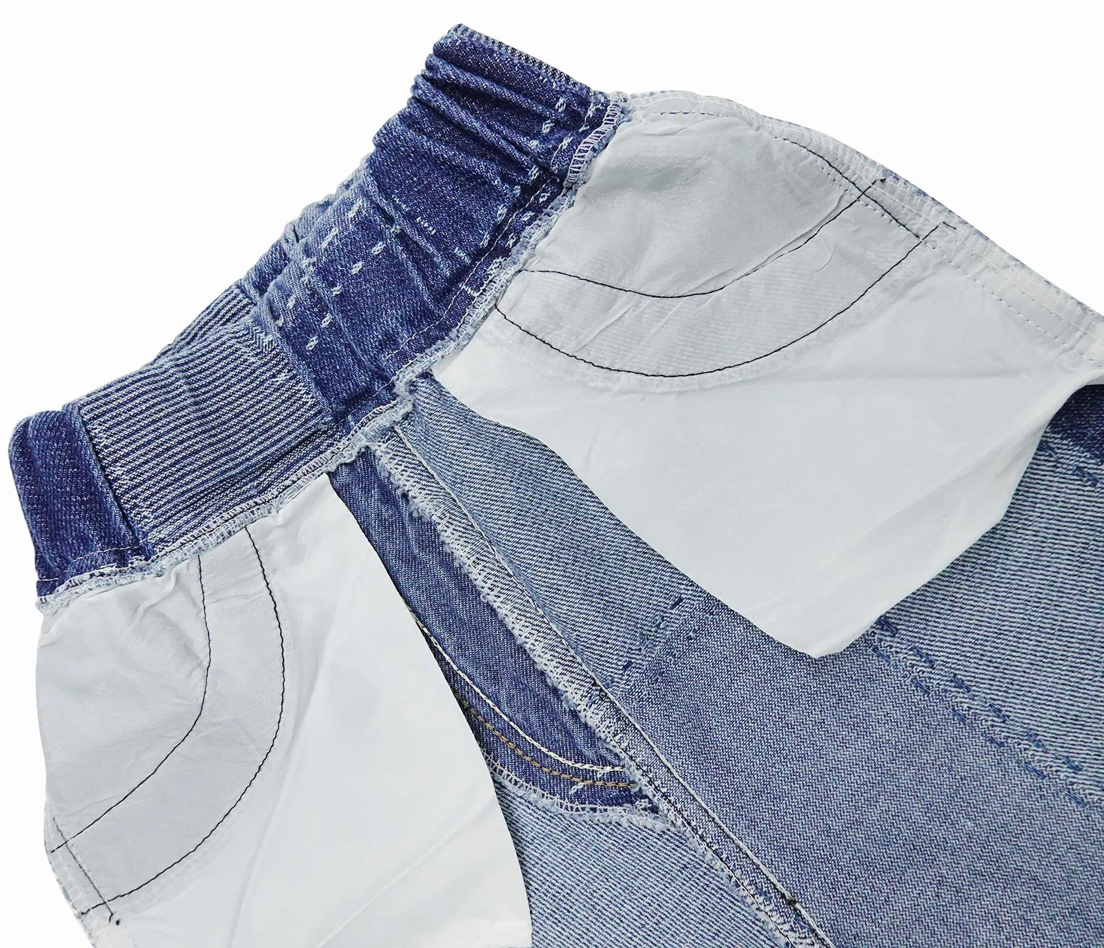 Girl Jeans,Elastic Loose Fit Patchwok Printed Denim Pants