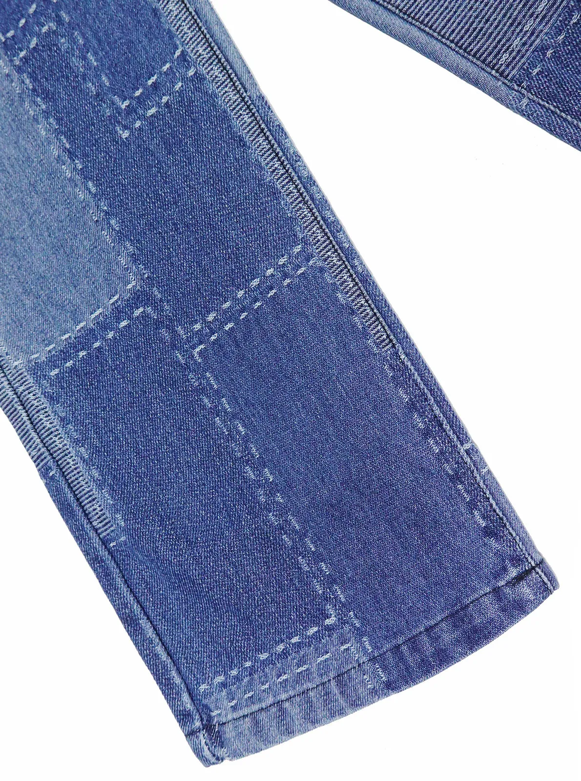 Girl Jeans,Elastic Loose Fit Patchwok Printed Denim Pants