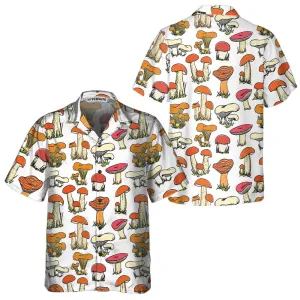 Hand Drawn Wild Mushrooms Hawaiian Shirt, Unique Mushroom Shirt, Mushroom Print Shirt