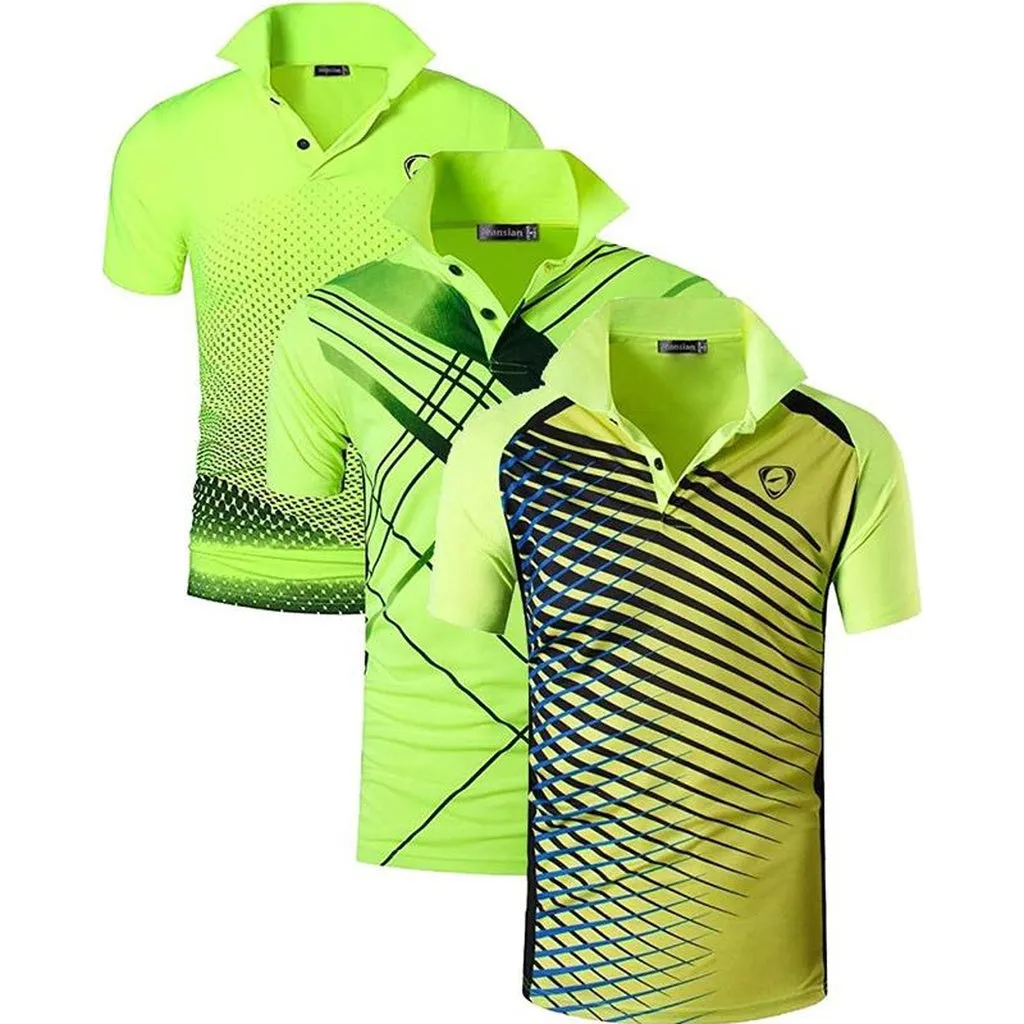 Jeansian 3 Pack Men's Sport Tee Polo Shirts POLOS Poloshirts Golf Tennis Badminton Dry Fit Short Sleeve LSL195 PackG