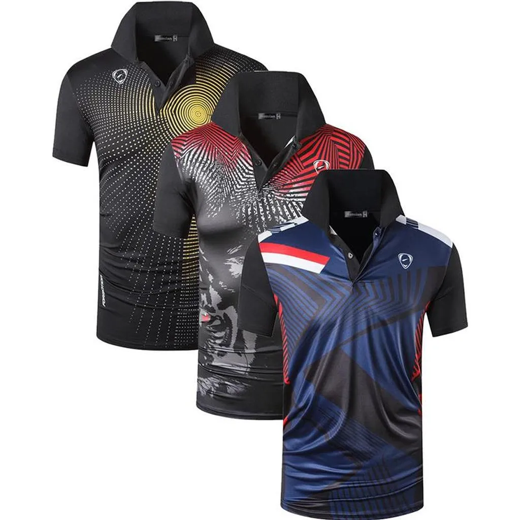 Jeansian 3 Pack Men's Sport Tee Polo Shirts POLOS Poloshirts Golf Tennis Badminton Dry Fit Short Sleeve LSL195 PackG