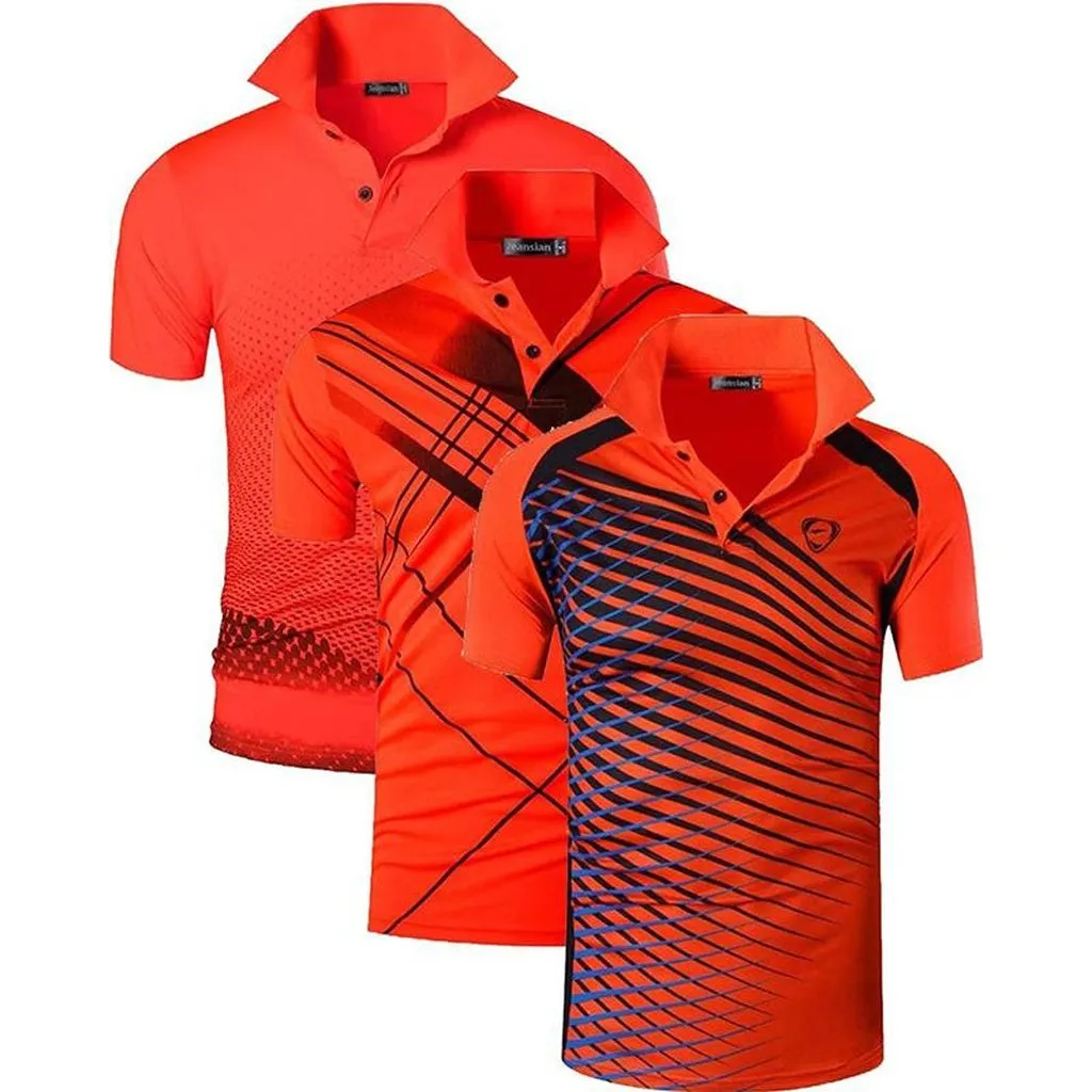 Jeansian 3 Pack Men's Sport Tee Polo Shirts POLOS Poloshirts Golf Tennis Badminton Dry Fit Short Sleeve LSL195 PackG