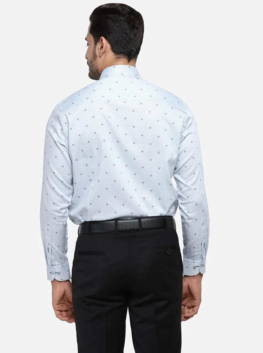 Light Blue Printed Slim Fit Formal Shirt | Metal