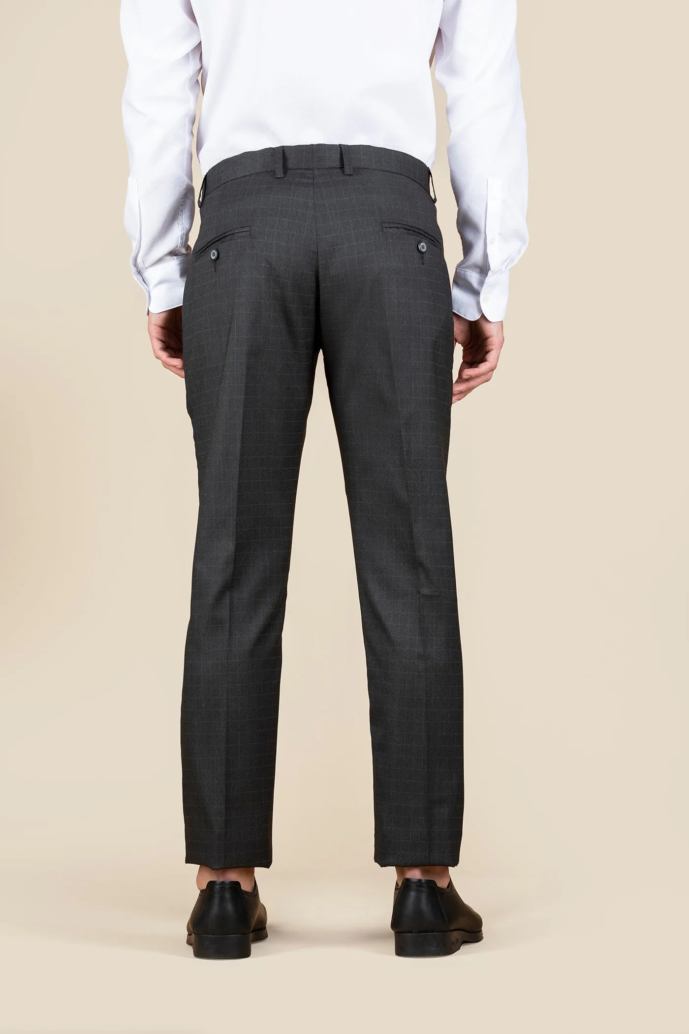 Men's Brown Checkered Formal Trousers