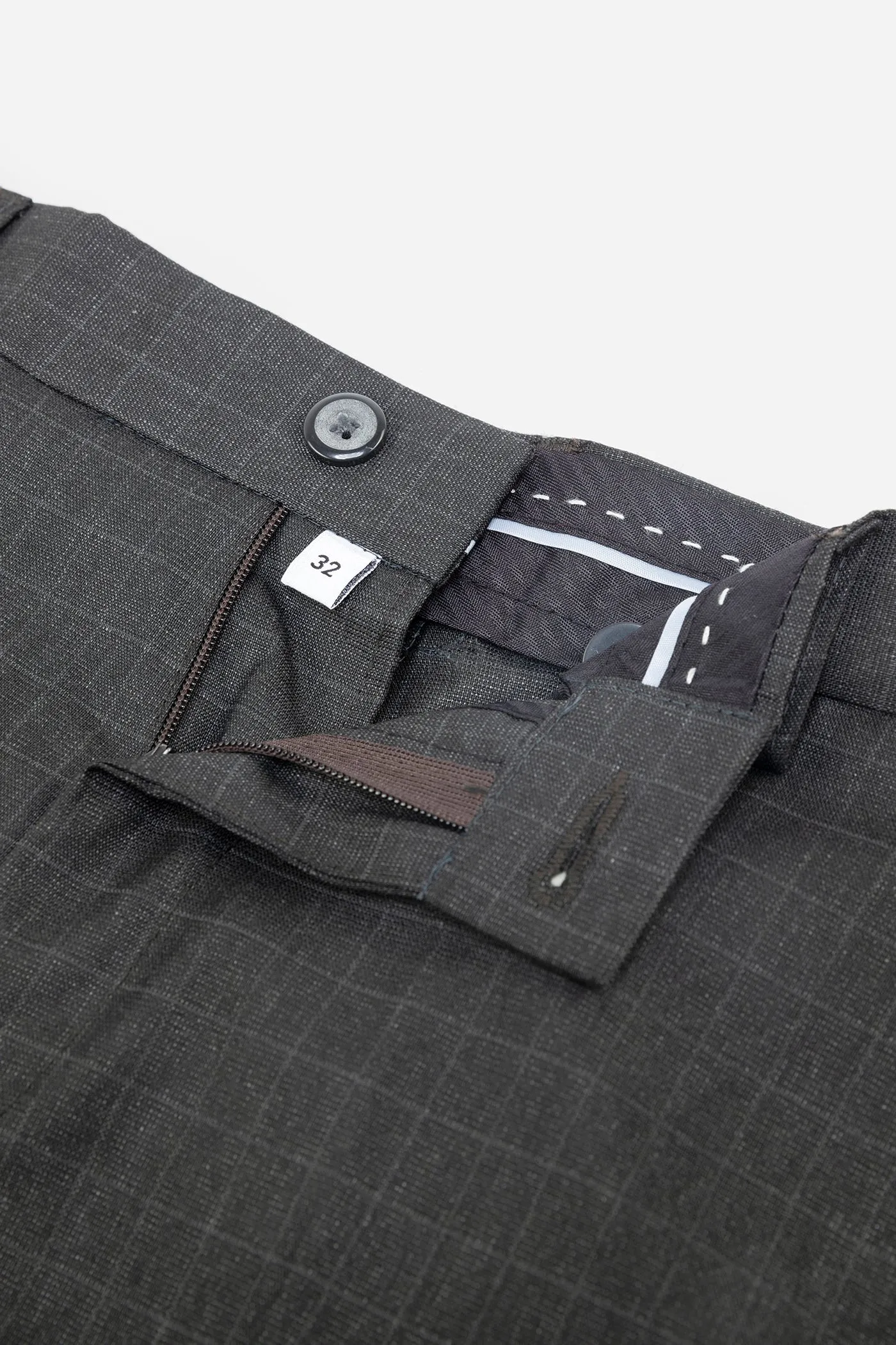 Men's Brown Checkered Formal Trousers