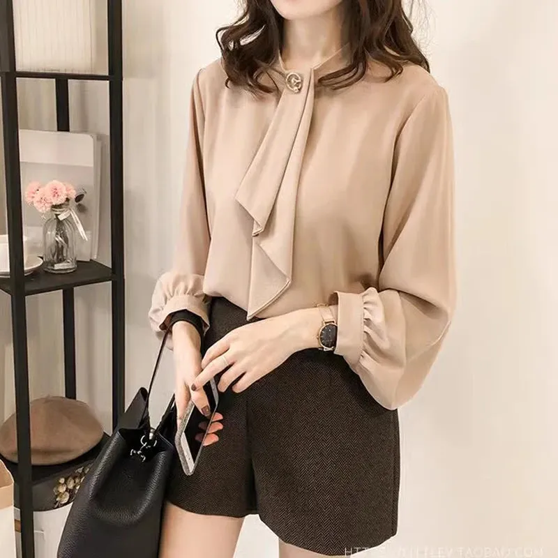 PLAZSON Solid Office Ladies Chiffon Blouse - Effortless Elegance for Every Day