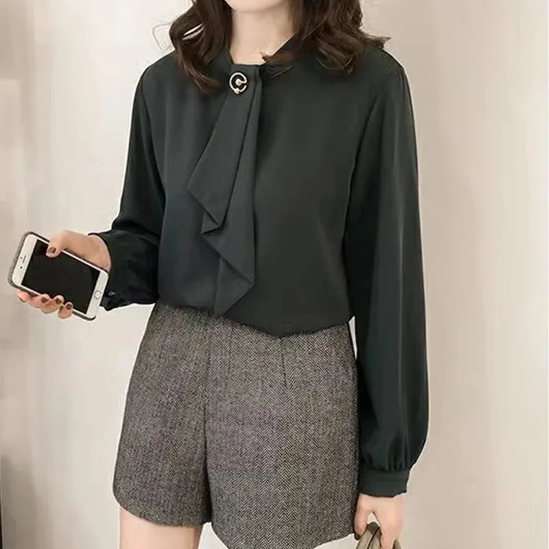 PLAZSON Solid Office Ladies Chiffon Blouse - Effortless Elegance for Every Day