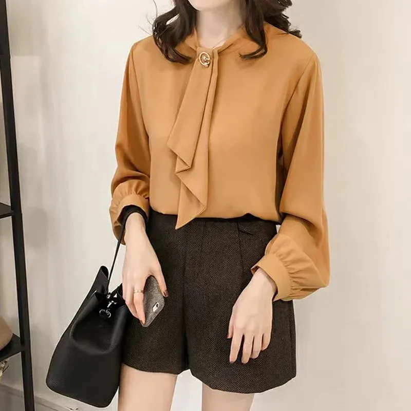 PLAZSON Solid Office Ladies Chiffon Blouse - Effortless Elegance for Every Day