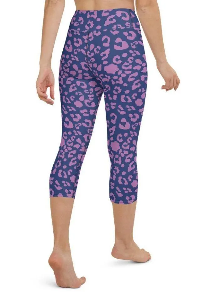 Purple Leopard Print Yoga Capris