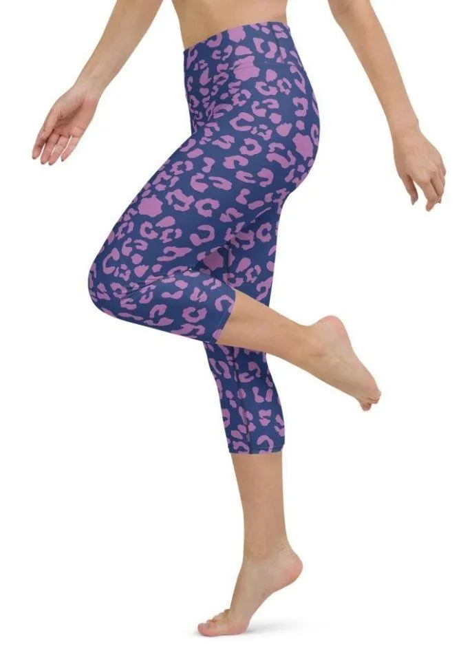 Purple Leopard Print Yoga Capris