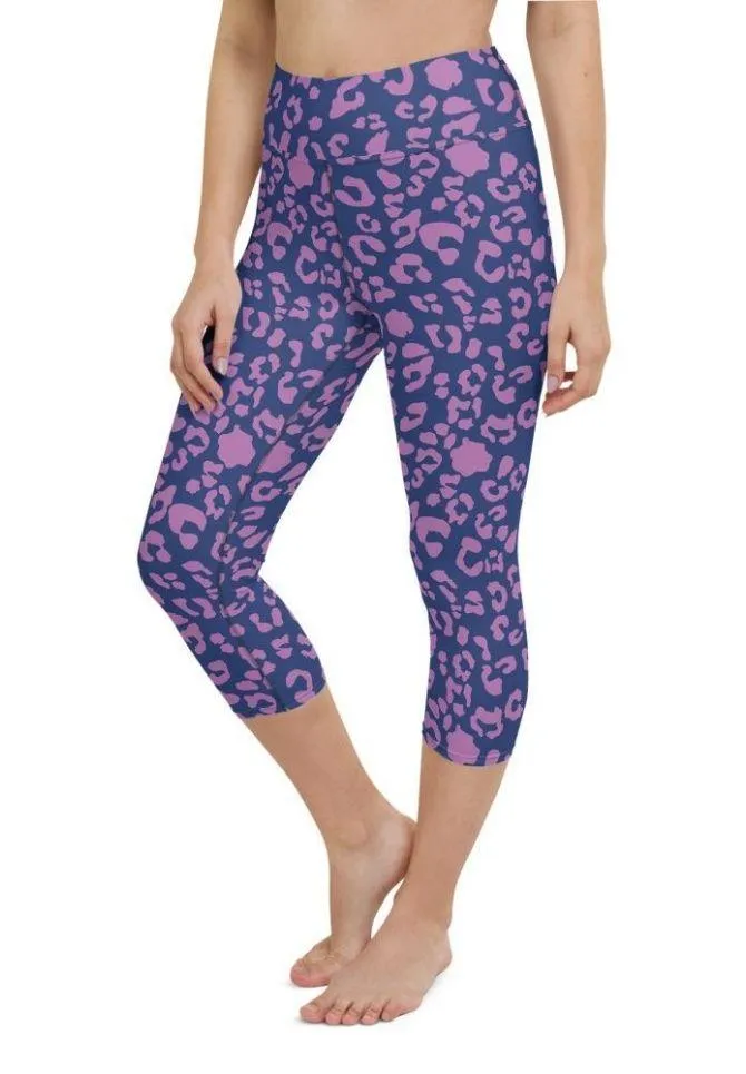 Purple Leopard Print Yoga Capris