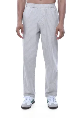 RELAXED STRIPED COTTON PANTS IN GREY