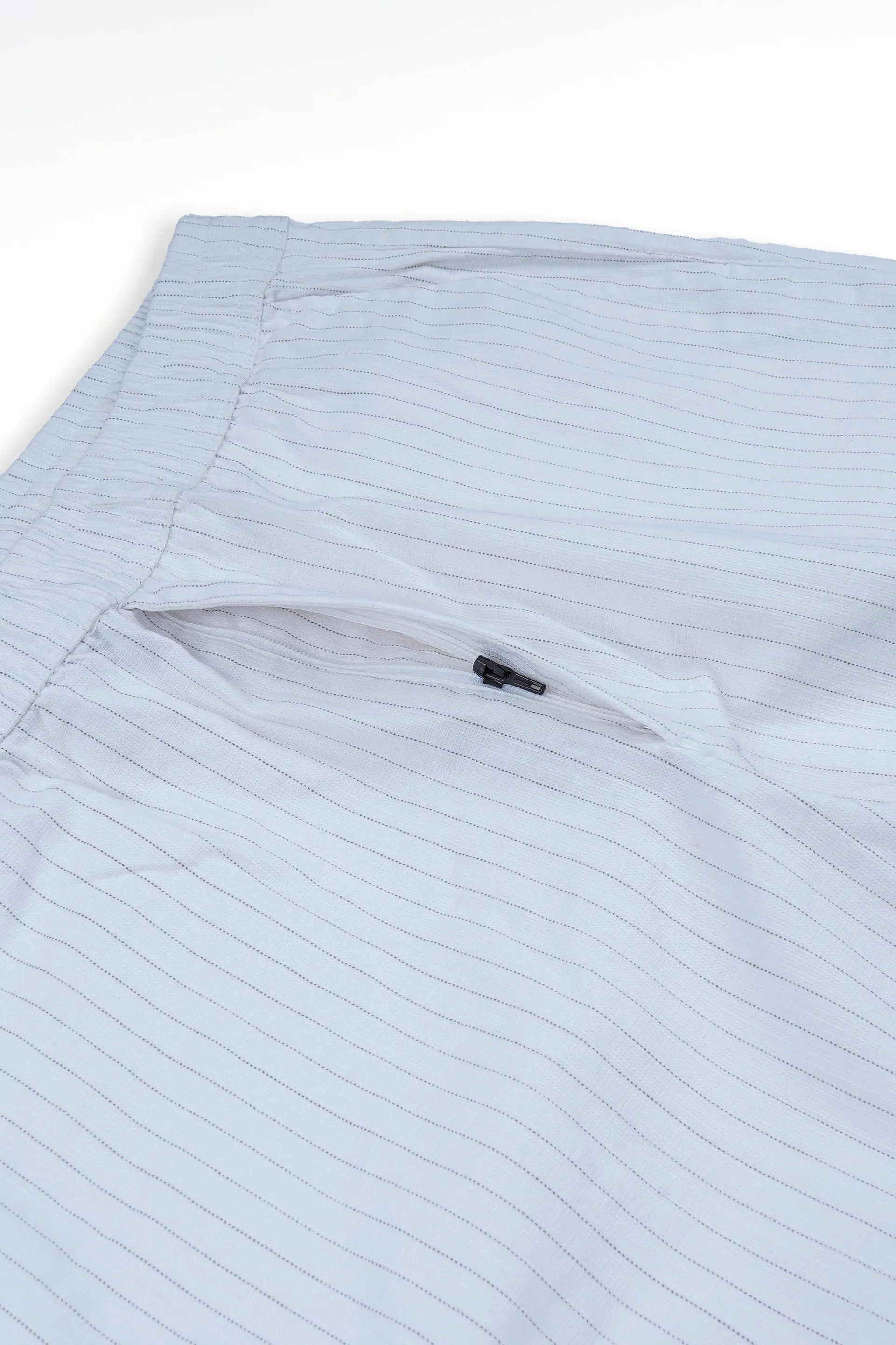 RELAXED STRIPED COTTON PANTS IN WHITE