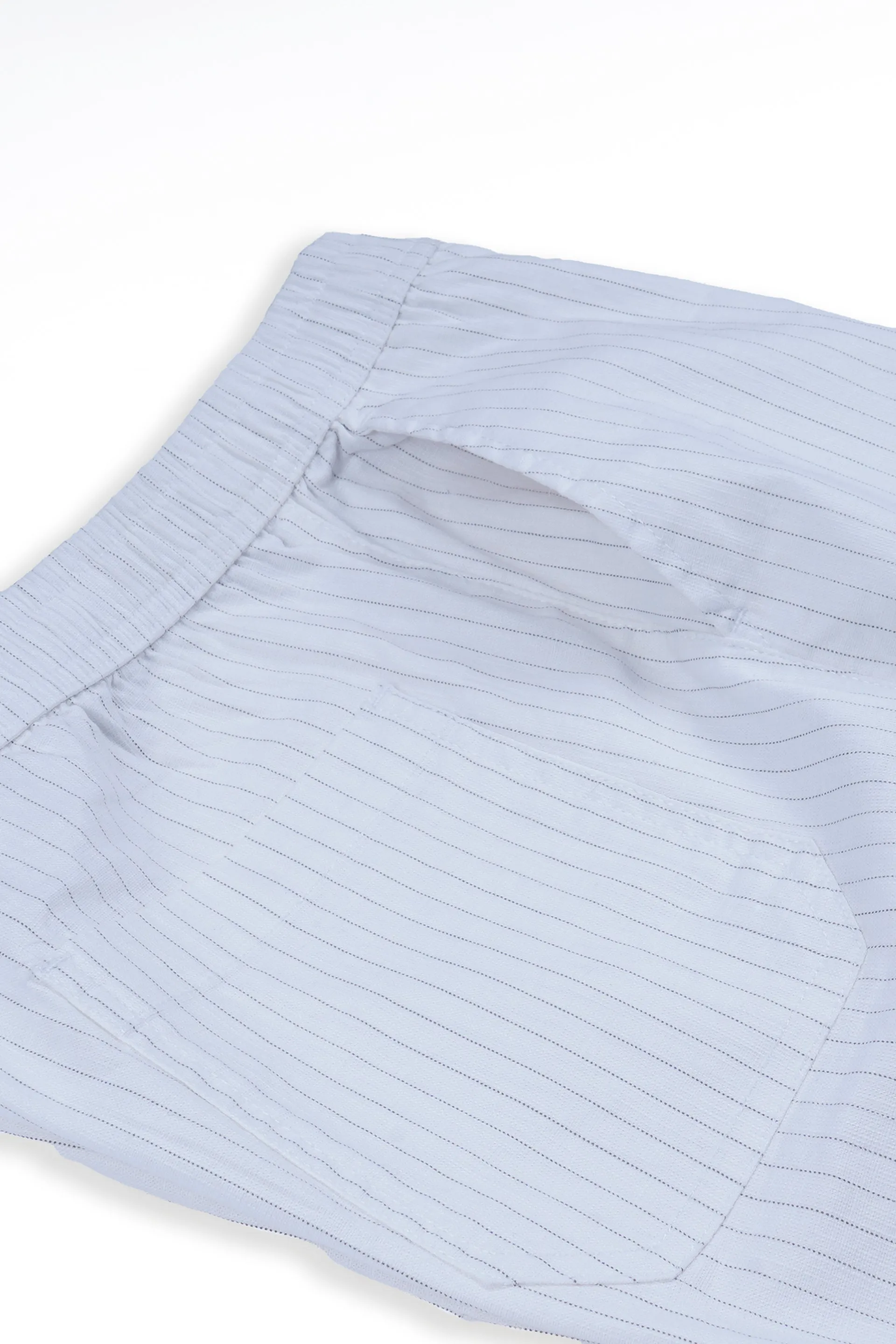 RELAXED STRIPED COTTON PANTS IN WHITE