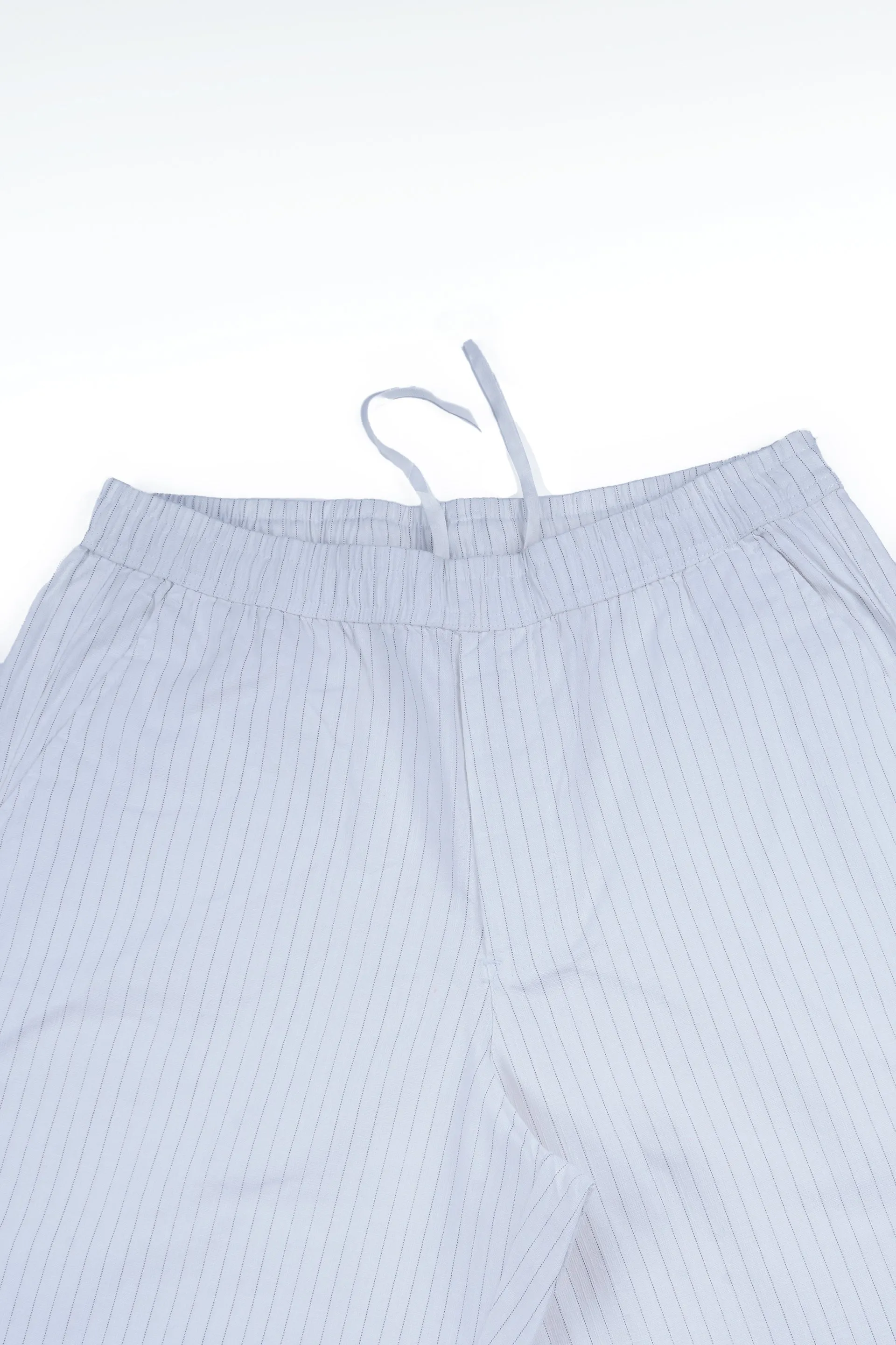 RELAXED STRIPED COTTON PANTS IN WHITE