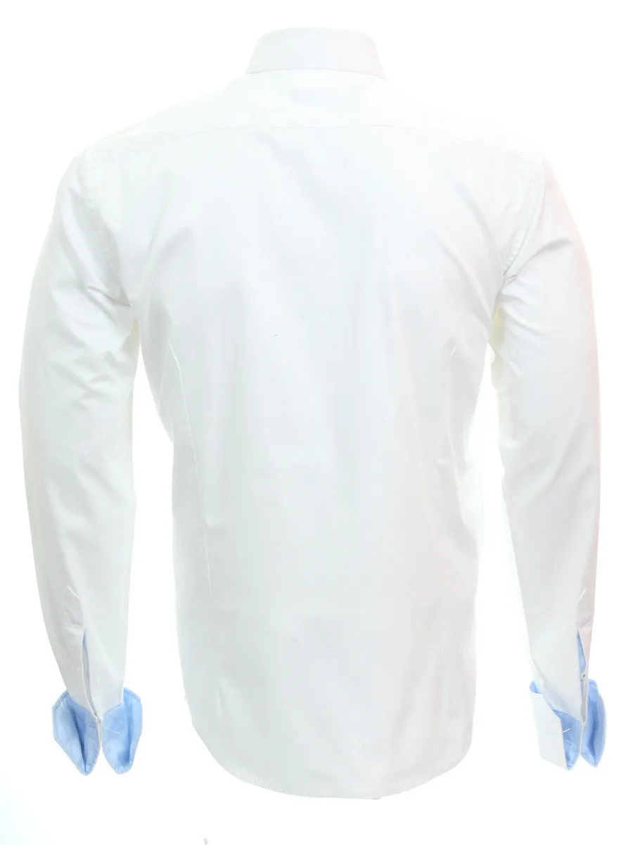 Shirts - Classic rich white with navy contrast