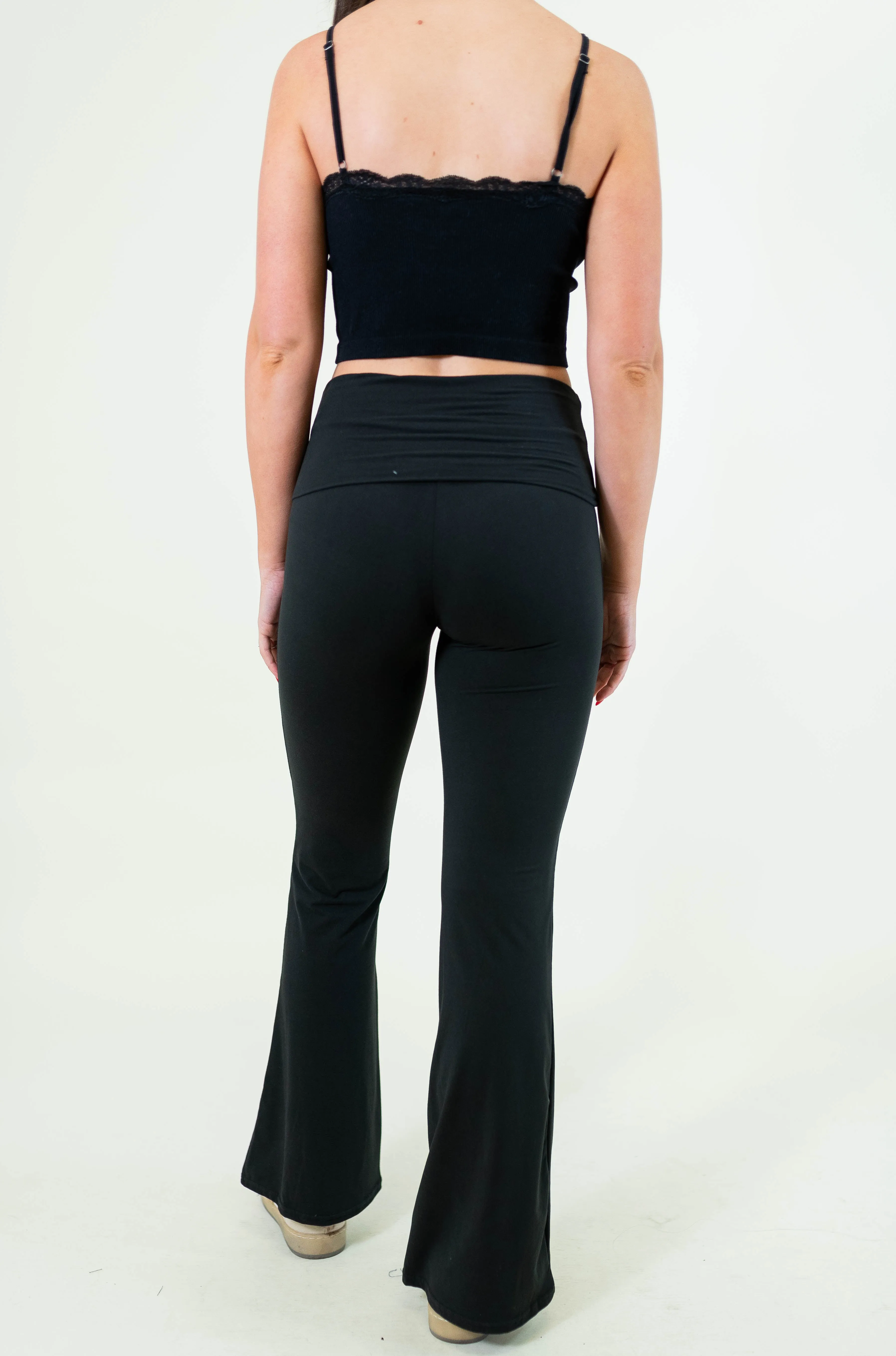 Soft Knit Foldover Flare Pants