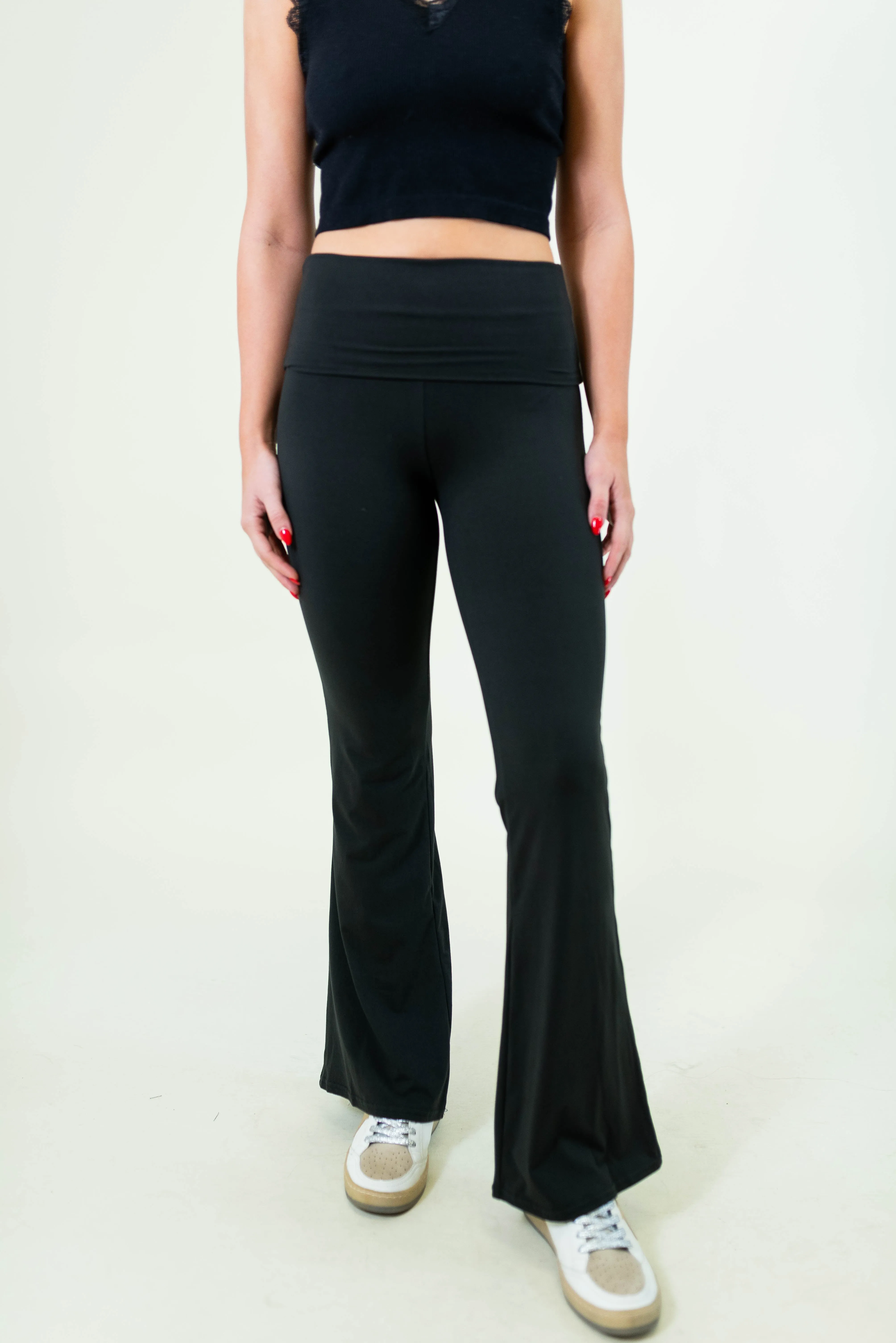 Soft Knit Foldover Flare Pants