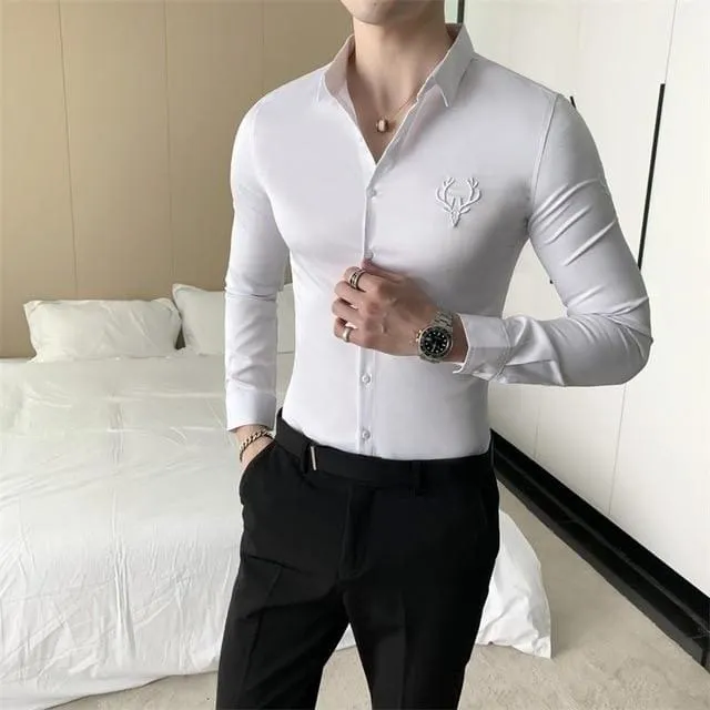 Solid Formal Mens Casual Shirt Slim Fit