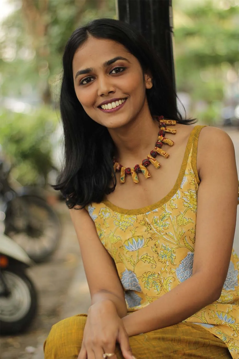 Spaghetti Short Kurta | Sunshine yellow Sanganeri