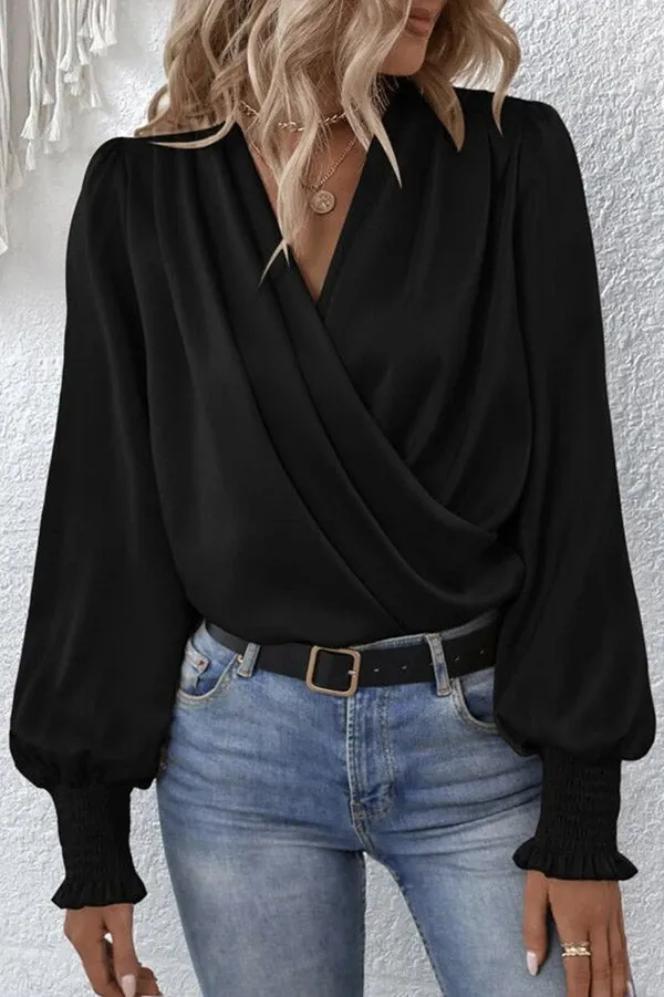 Sunniva V-neck Lantern Sleeve Elegant