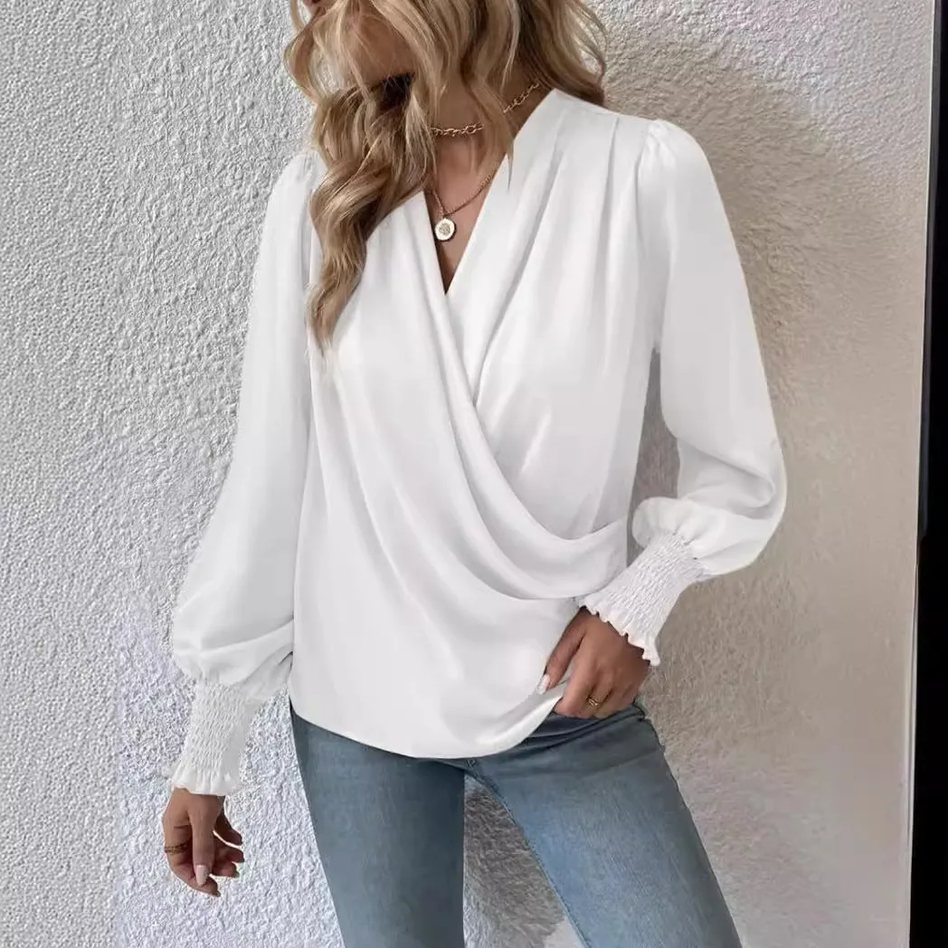 Sunniva V-neck Lantern Sleeve Elegant