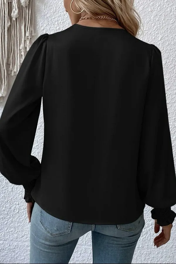 Sunniva V-neck Lantern Sleeve Elegant