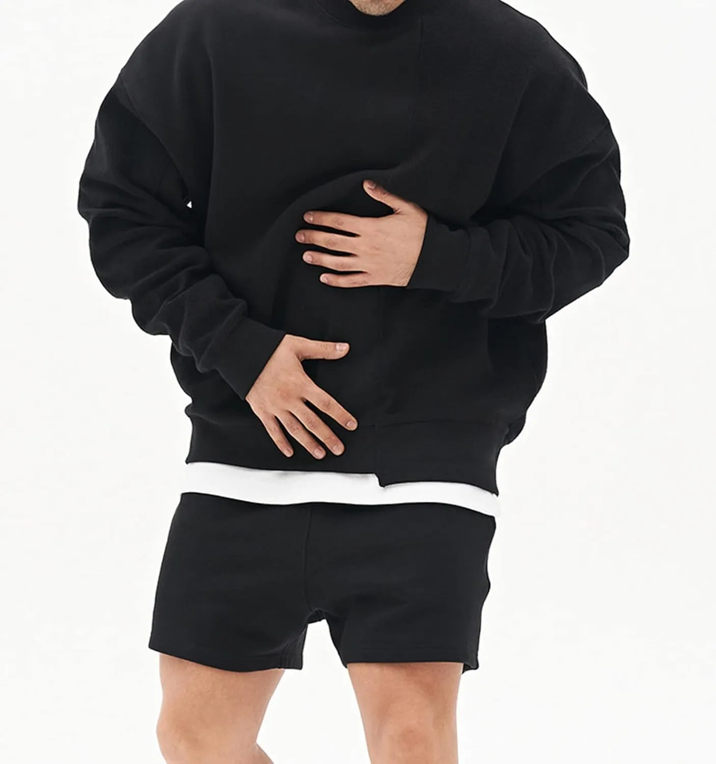 Surenow Mens Patchwork Crewneck Sweatshirt Long-Sleeve Lightweight Terry Sweatshirt Casual Workout Pullover Shirt Tops