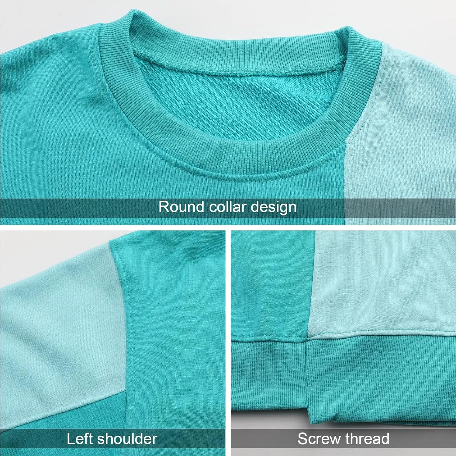 Surenow Mens Patchwork Crewneck Sweatshirt Long-Sleeve Lightweight Terry Sweatshirt Casual Workout Pullover Shirt Tops