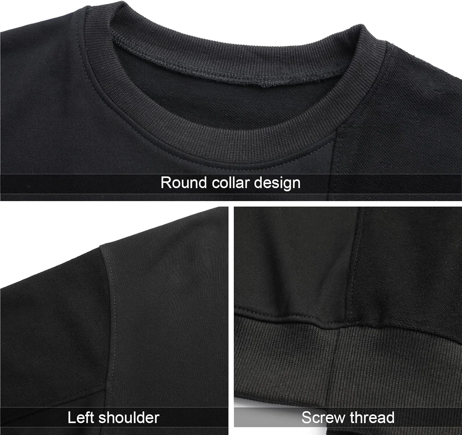 Surenow Mens Patchwork Crewneck Sweatshirt Long-Sleeve Lightweight Terry Sweatshirt Casual Workout Pullover Shirt Tops