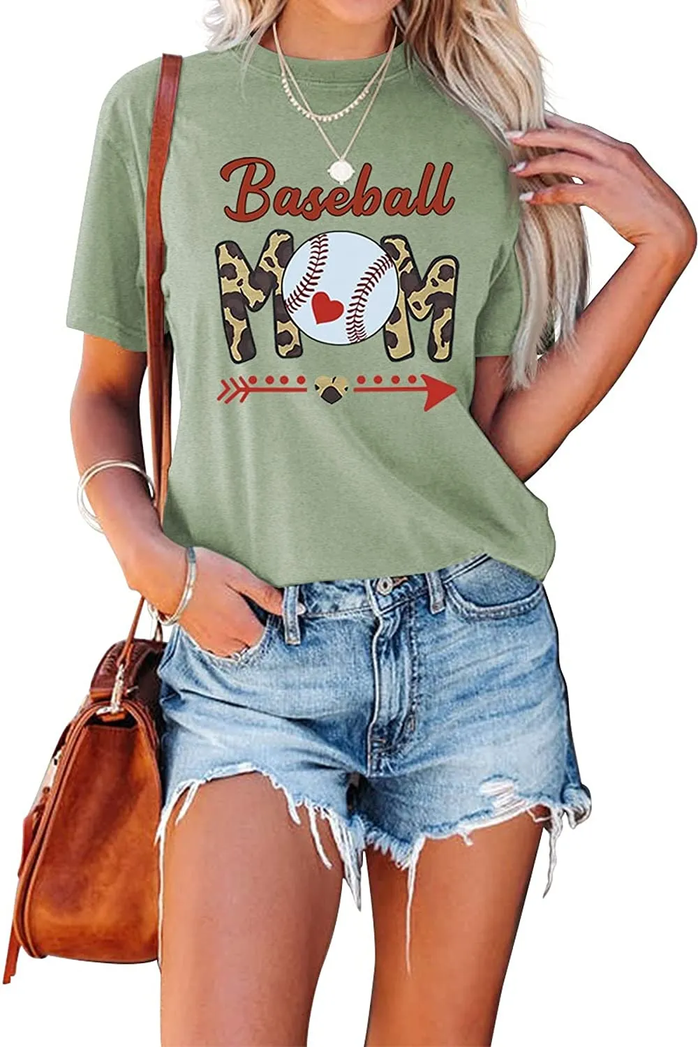 Women Baseball Mom Tees Tops Sports Mom Gift T-Shirt