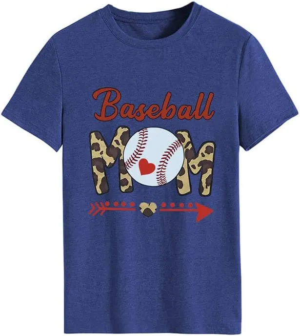 Women Baseball Mom Tees Tops Sports Mom Gift T-Shirt